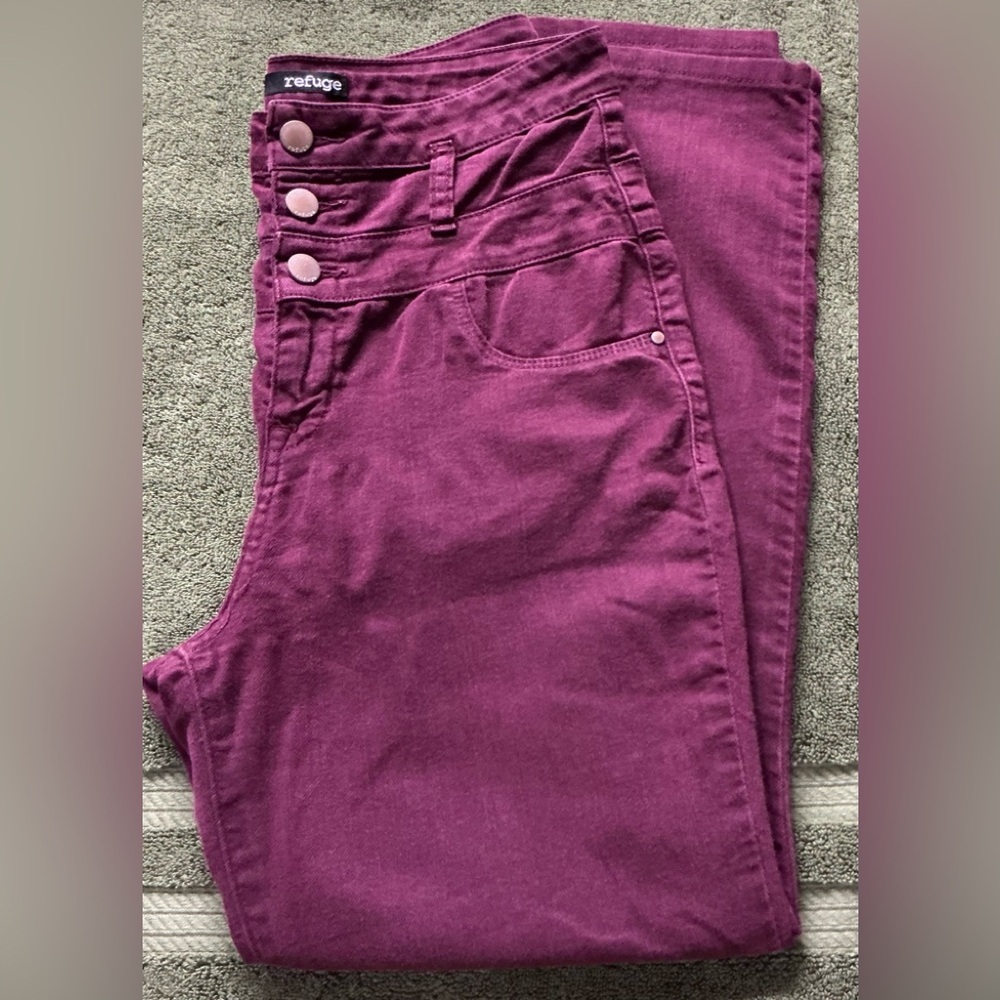 Refuge Hi-Waist Supper Skinny Burgundy Maroon Jeans Size 8